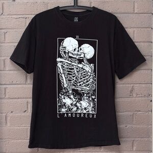 SHEIN X Black Embracing Skeleton Graphic Tee S